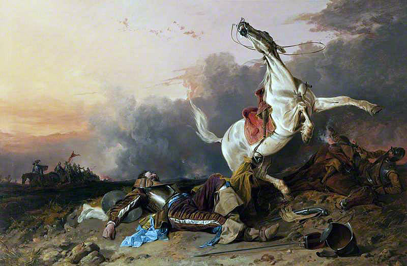 Death of Sir William Lambton at the Battle of Marston Moor on 2nd July 1644 in the English Civil War: picture by Richard Ansdell