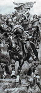 Captain John Smith retrieving the Royal Standard at the Battle of Edgehill on 23rd October 1642 in the English Civil War
