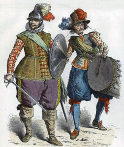 Royalist officer and drummer: Battle of Adwalton Moor 30th June 1643 during the English Civil War