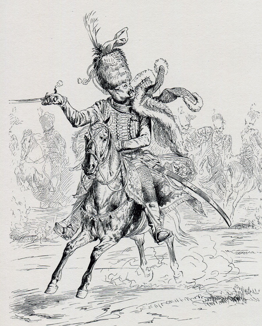 Leib Hussar Regiment No. 2 von Zieten: Battle of Torgau 3rd November 1760 in the Seven Years War: print by Adolph Menzel