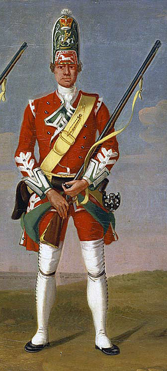 Grenadier of the 5th Regiment: Battle of Wilhelmstahl on 24th June 1762 in the Seven Years War: picture by David Morier