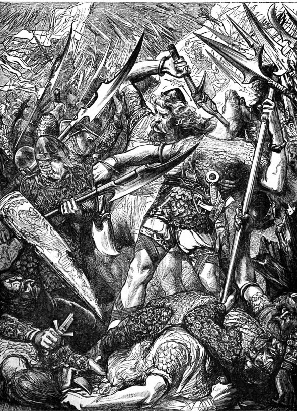 Death of King Harold at the Battle of Hastings on 14th October 1066 in the Norman Invasion: picture by James Cooper