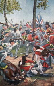 Lord Clarke's Irish Regiment attacking at the Battle of Ramillies 12th May 1706 in the War of the Spanish Succession