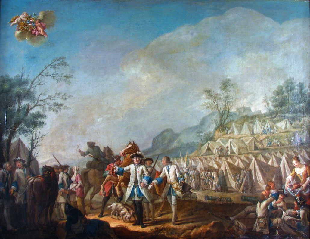 French camp at Fort Ticonderoga: Battle of Ticonderoga on 8th July 1758 in the French and Indian War