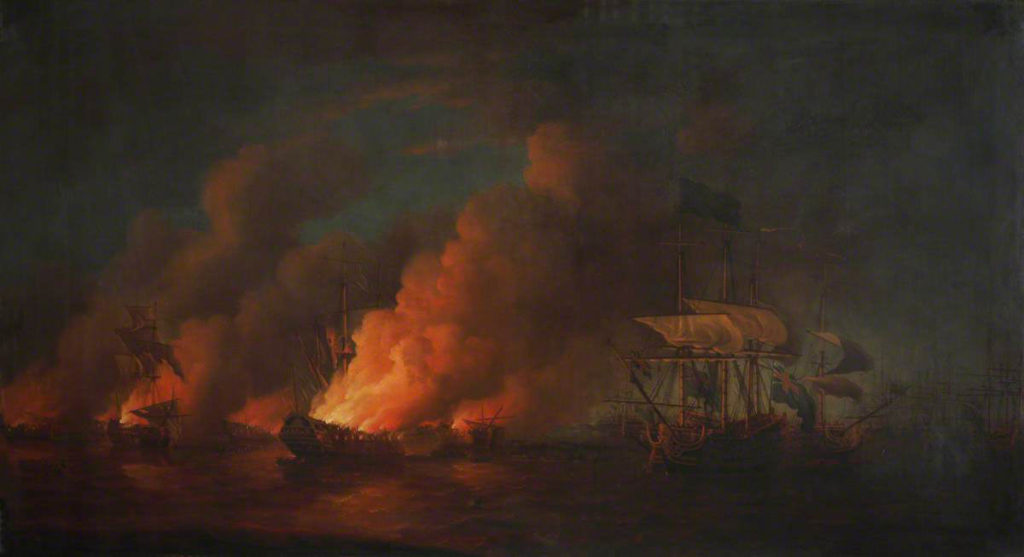 French Fire Ships off Quebec: Battle of Quebec 13th September 1759 in the French and Indian War