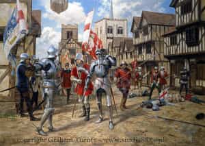 First Battle of St Albans, fought on 22nd May 1455 in the Wars of the Roses: picture by Graham Turner