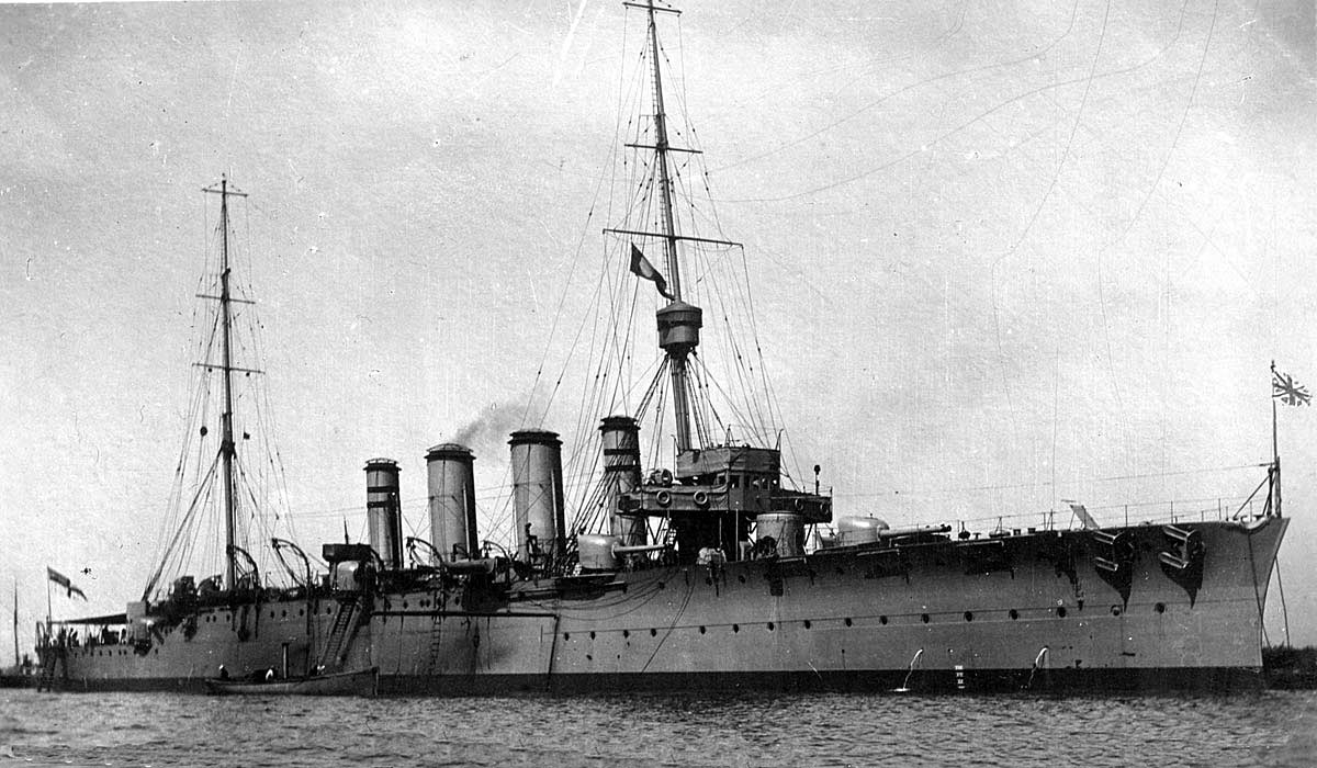 British Light Cruiser HMS Dublin. Dublin fought at the Battle of Jutland 31st May 1916 in Commodore Goodenough’s 2nd Light Cruiser Squadron