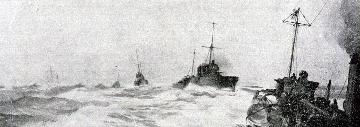 British Destroyers going into action at the Battle of Jutland 31st May 1916