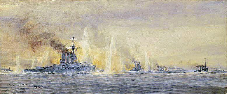 HMS Tiger and other British Battle Cruisers at ‘Windy Corner’ in the Battle of Jutland 31st May 1916