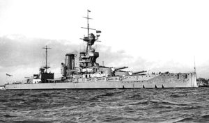 British Battleship HMS Marlborough. Marlborough fought at the Battle of Jutland on 31st May 1916 in Vice Admiral Sir Cecil Burney’s 1st Battle Squadron. The ship was severely damaged