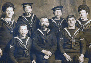 Crew members of British Battle Cruiser HMS Tiger. Tiger fought at the Battle of Jutland 31st May 1916 as part of Admiral Beatty’s Battle Cruiser Fleet