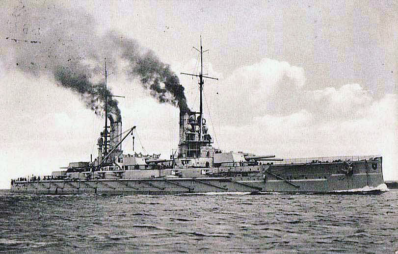 German Battleship SMS Kaiser. Kaiser fought in the 3rd Battle Squadron at the Battle of Jutland 31st May 1916