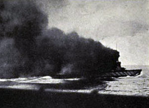 British Battle Cruiser HMS Invincible going into action at the Battle of Jutland 31st May 1916: photograph taken from HMS Indomitable