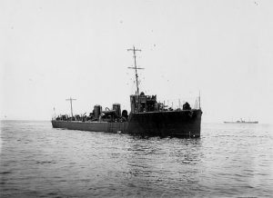 British Destroyer HMS Shark. Shark was sunk at the Battle of Jutland on 31st May 1916 her captain Commander Loftus Jones winning a posthumous Victoria Cross