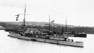 British Flotilla Leader HMS Champion. Champion fought at the Battle of Jutland 31st May 1916 as leader of the 13th Destroyer Flotilla