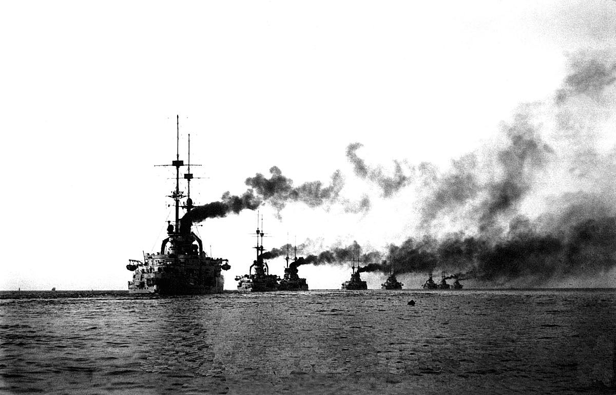 Second Squadron of the German High Seas Fleet comprising pre-Dreadnought Battleships commanded by Rear-Admiral Mauve at the Battle of Jutland on 31st May 1916