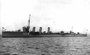 British Destroyer HMS Nicator. Nicator fought with the 13th Destroyer Flotilla at the Battle of Jutland on 31st May 1916