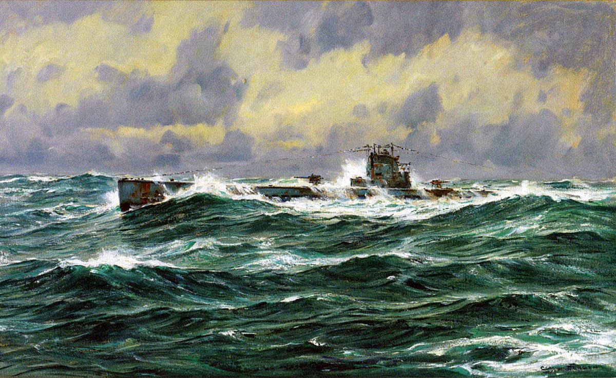 German U Boat at sea in the First World War: picture by Claus Bergen