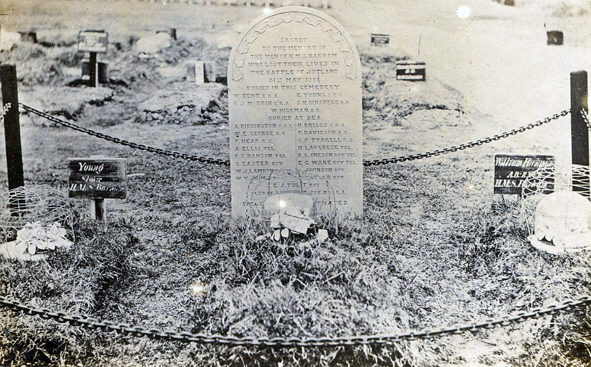 Graves and Memorial for Members of HMS Barham crew killed at Battle of Jutland 31st May 1916