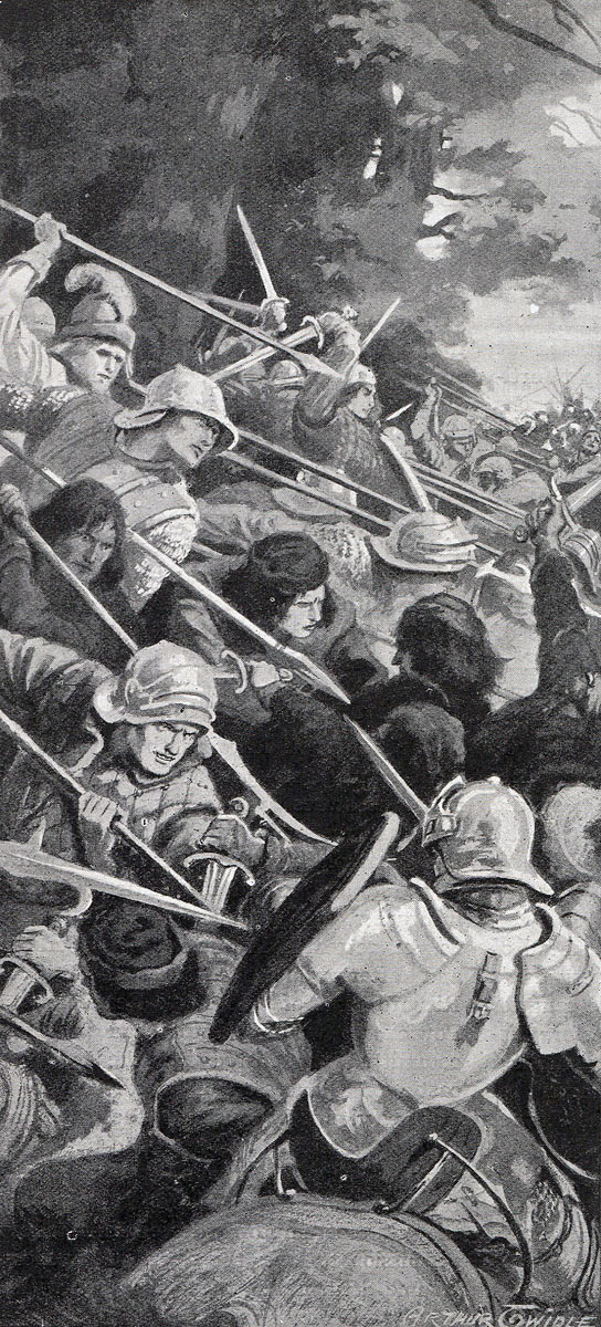 Attack of Gloucester's Yorkist van at the Battle of Tewkesbury on 4th May 1471 in the Wars of the Roses