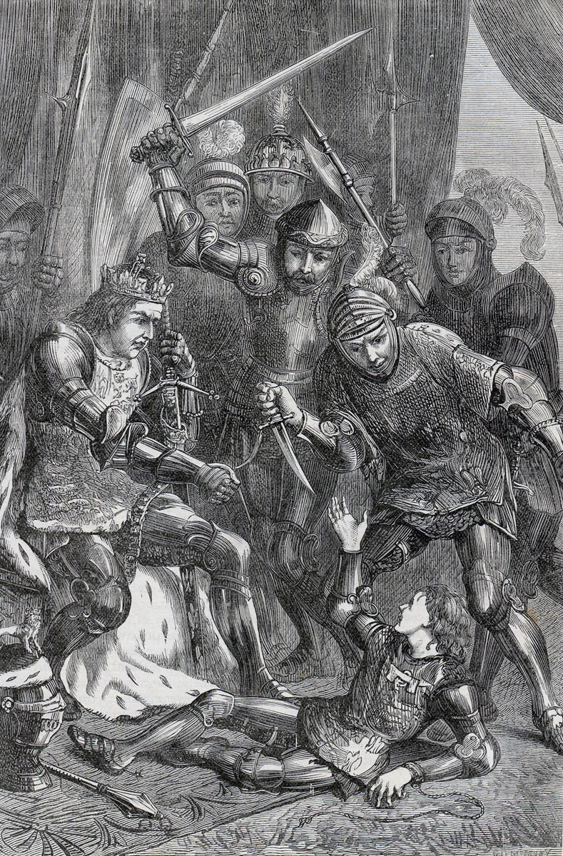 Murder of Edward, Prince of Wales, after the Battle of Tewkesbury on 4th May 1471 in the Wars of the Roses