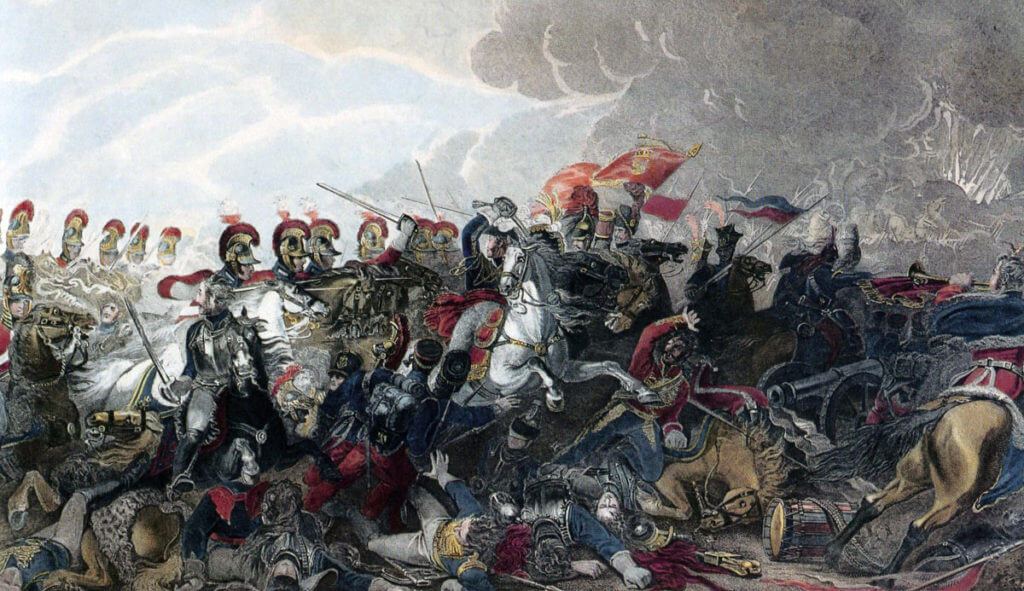 Charge of the British Life Guards at the Battle of Waterloo on 18th June 1815: picture by Luke Clennel