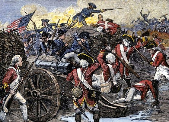 American Continental troops capture British guns at the Battle of Yorktown 28th September to 19th October 1781 in the American Revolutionary War