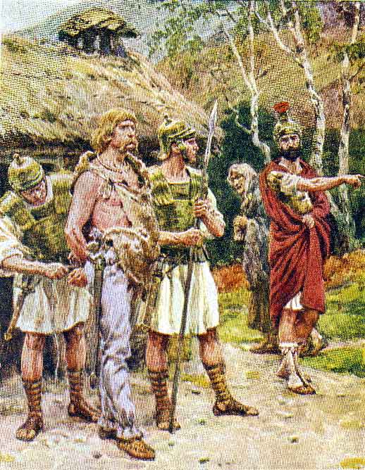 Capture of Caratacus by the Romans: Battle of Medway on 1st June 43 AD in the Roman Invasion of Britain