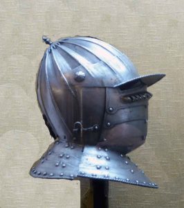 Helmet in the Wallace Collection: First Battle of St Albans, fought on 22nd May 1455 in the Wars of the Roses