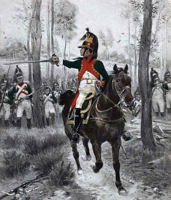 French dragoons in dismounted action: Battle of Usagre on 25th May 1811 in the Peninsular War: picture by Edouard Detaille