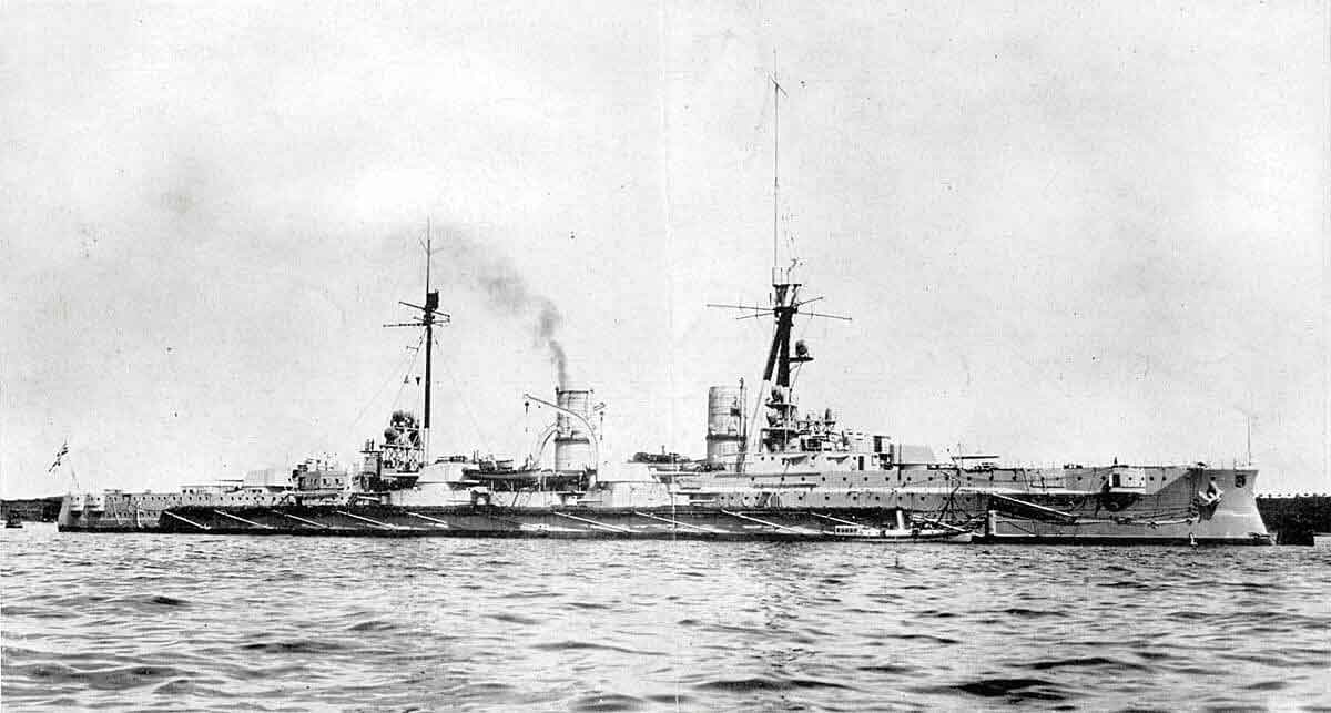 German armoured cruiser SMS Blucher sunk at the Battle of Dogger Bank on 24th January 1915 in the First World War