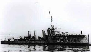 British destroyer HMS Meteor, one of the ships in Admiral Beatty’s force at the Battle of Dogger Bank on 24th January 1915 in the First World War