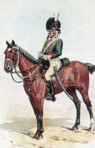 British 13th Light Dragoon: Battle of Arroyo Molinos on 28th October 1811 in the Peninsular War: picture by Richard Simkin