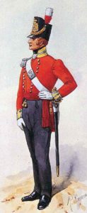 Officer of the 34th Regiment of Foot: Battle of Arroyo Molinos on 28th October 1811 in the Peninsular War: picture by Richard Simkin