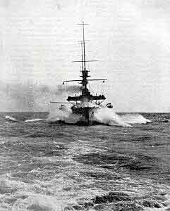 British battleship in the North Sea in 1914 in the First World War