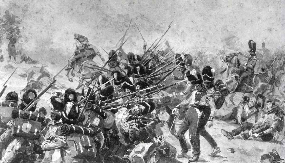 7th Fusiliers at the Battle of Albuera on 16th May 1811 in the Peninsular War: picture by William Barnes Wollen