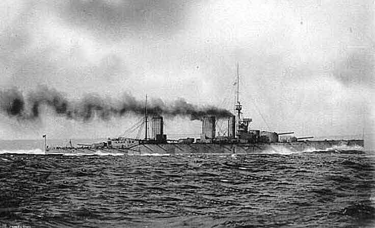 HMS Princess Royal one of Admiral Beatty’s battle cruisers at the Battle of Dogger Bank on 24th January 1915 in the First World War