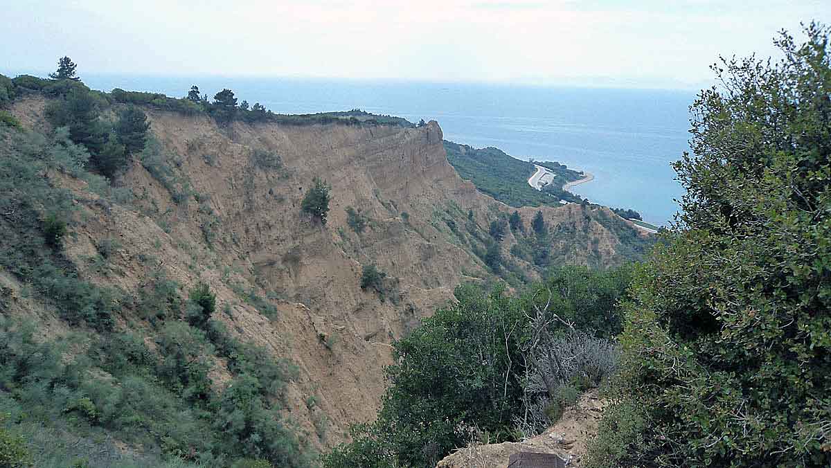 View down Monash and Shrapnell Gullies to ANZAC Cove in 2017: Gallipoli Part III, ANZAC landing on 25th April 1915 in the First World War