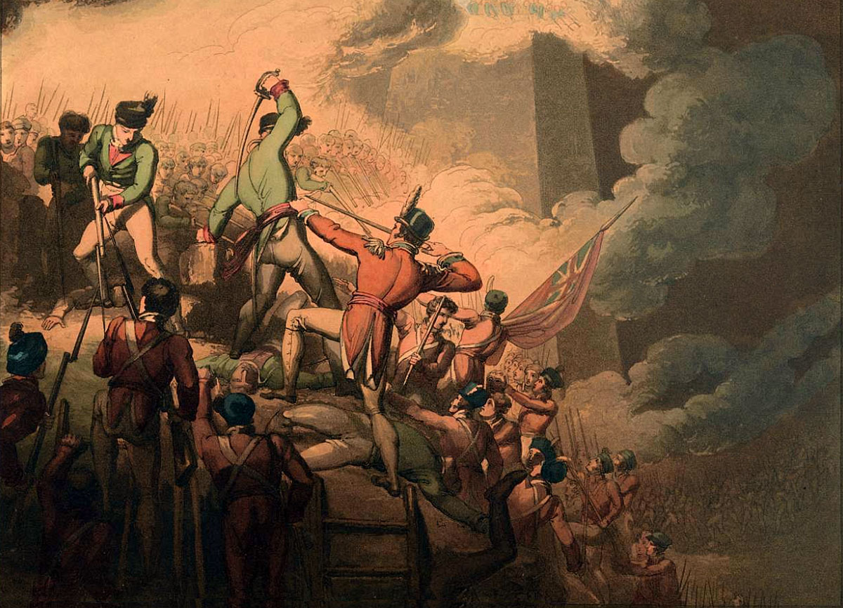 Picton's Third Division capturing the Castle during the Storming of Badajoz on 6th April 1812 in the Peninsular War