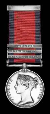 Military General Service Medal with clasp for the Storming of Ciudad Rodrigo on 19th January 1812 in the Peninsular War
