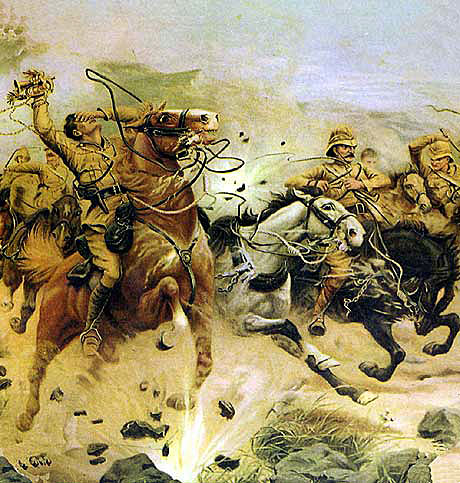 Attempting to save the guns at the Battle of Colenso on 15th December 1899 in the Boer War