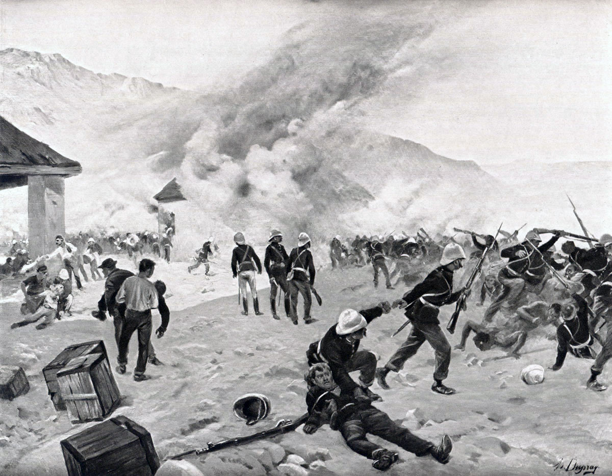 Defence of Rorke's Drift on 22nd January 1879 in the Zulu War: picture by Henri Dupray