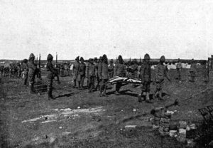 Funeral held by 2nd Royal Dublin Fusiliers after the Battle of Talana Hill on 20th October 1899 in the Boer War
