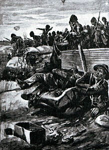 Highland attack on the Boer Scandinavian Corps at the Battle of Magersfontein on 11th December 1899 in the Boer War