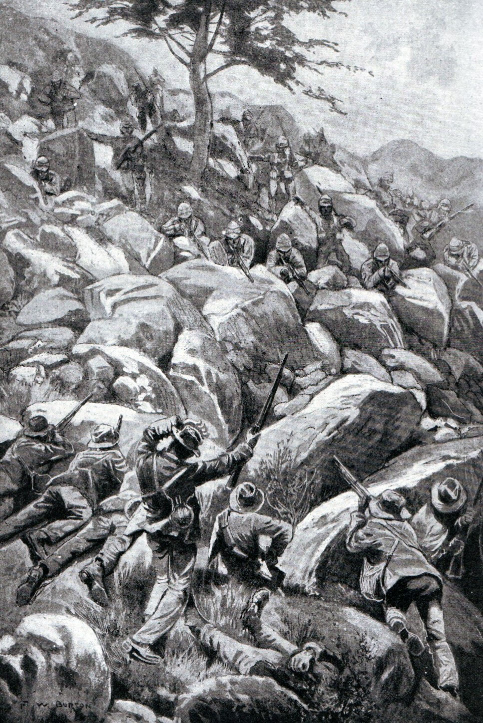 oer attack on Caesar's Camp on 6th January 1900: Siege of Ladysmith, 2nd November 1899 to 27th February 1900 in the Great Boer War: picture by W. Burton