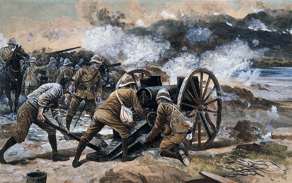 British Guns at Siege of Kimberley, 14th October 1899 to 15th February 1900 during the Great Boer War: picture by Frank Feller