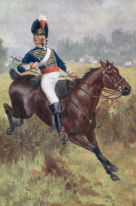 British Light Dragoon in pre-1812 uniform: Battle of Villagarcia on 11th April 1812 in the Peninsular War
