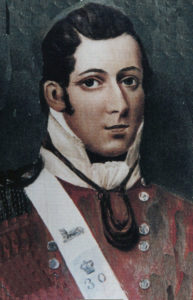 Lieutenant Colonel George Grey, commanding 30th Regiment, mortally wounded at the San Vincente Bastion in the Storming of Badajoz on 6th April 1812 in the Peninsular War