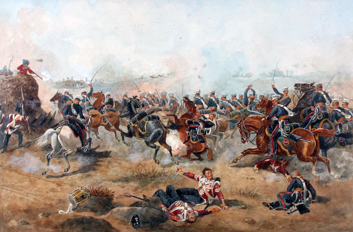 3rd King’s Light Dragoons at the Battle of Sobraon on 10th February 1846 during the First Sikh War: picture by Michael Angelo Hayes