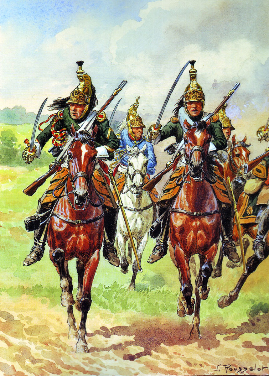 French Dragoons in the Charge: Battle of Majadahonda on 11th August 1812 in the Peninsular War: picture by Rousselot